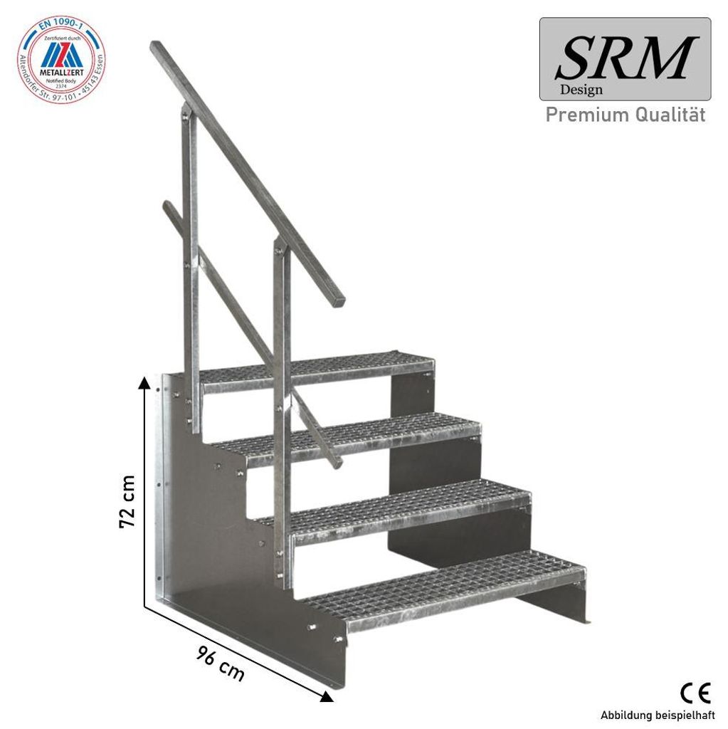 4 Stufen Standtreppe Modell 2 verzinkt, Breite 100 cm, Höhe Produktbild 
