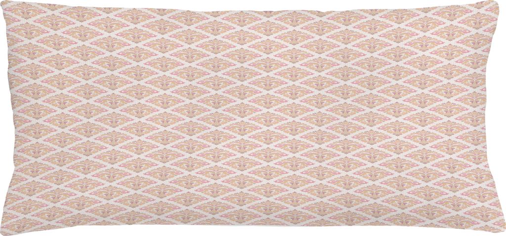 ABAKUHAUS Jahrgang Kissenbezug, Sechziger-Retro Art-bunte Art Deco-Muster auf Soft Pink Polka punktiert Hintergrund, 90 x 40 cm, Mehrfarbig