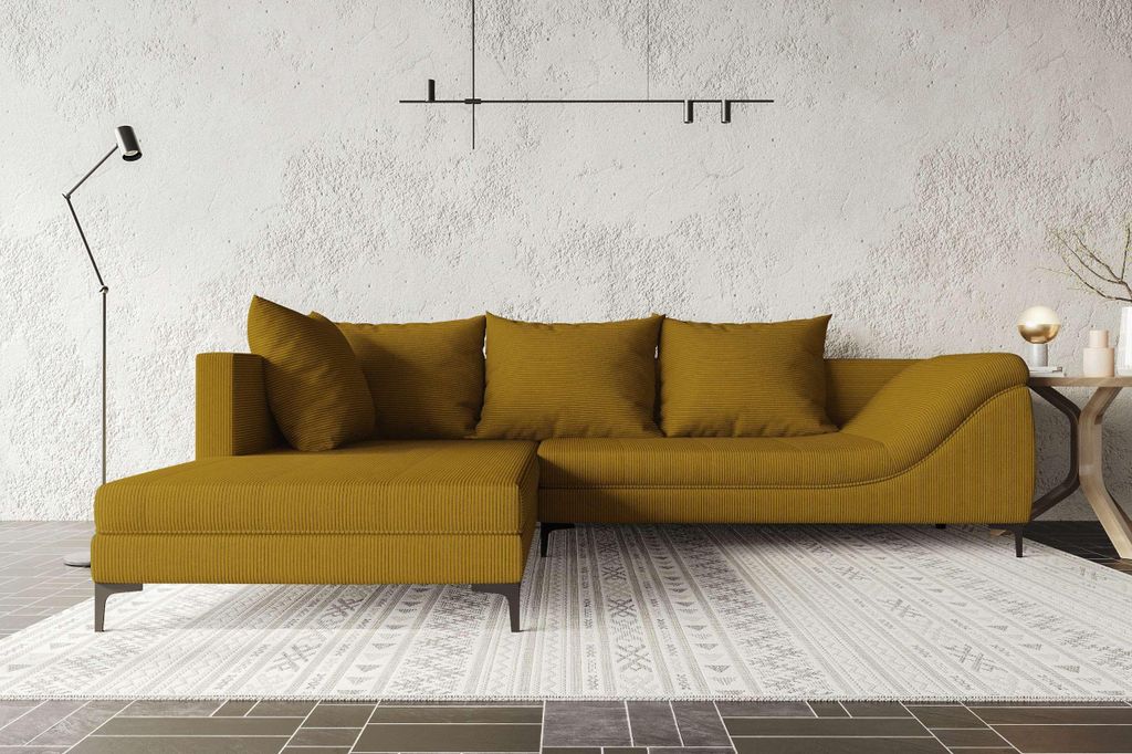 99rooms Loni Ecksofa Cordstoff POSO Gold Links