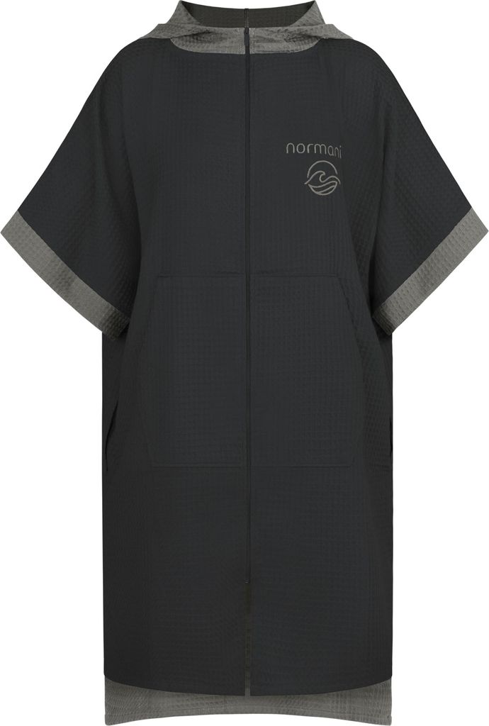 Unisex Badeponcho aus Bambusviskose (aus Bambuszellstoff) mit Kapuze, Reißverschluss, Bauchtasche, atmungsaktiv und wärmend