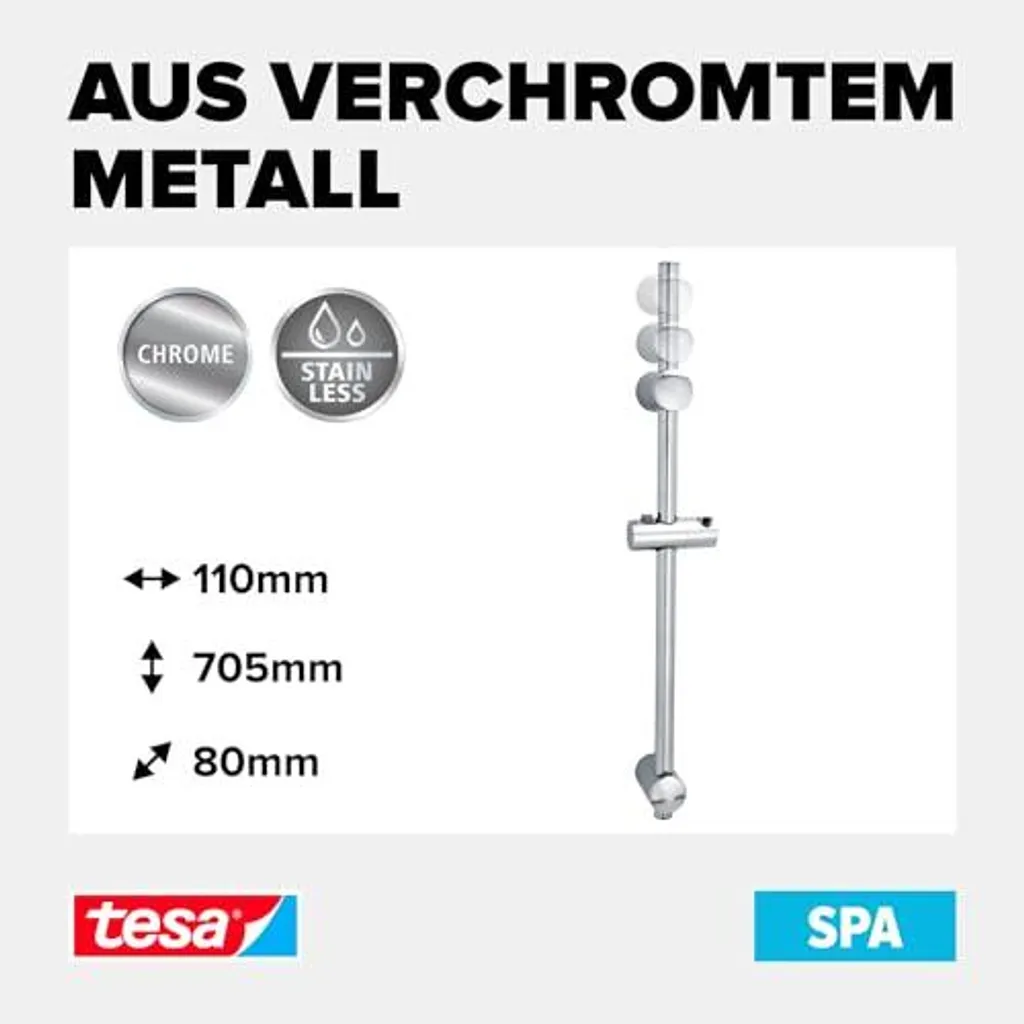 Barre de Douche tesa 40341 en Chrome Brillant avec Fixation sans Perçage - 10