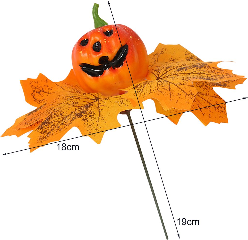 Halloween-Kürbis-Ahorn-Stick, gruselig, wiederverwendbar, realistisches Blatt, Urlaubsdekoration, künstlicher Kranz, Zubehör, Partyzubehör