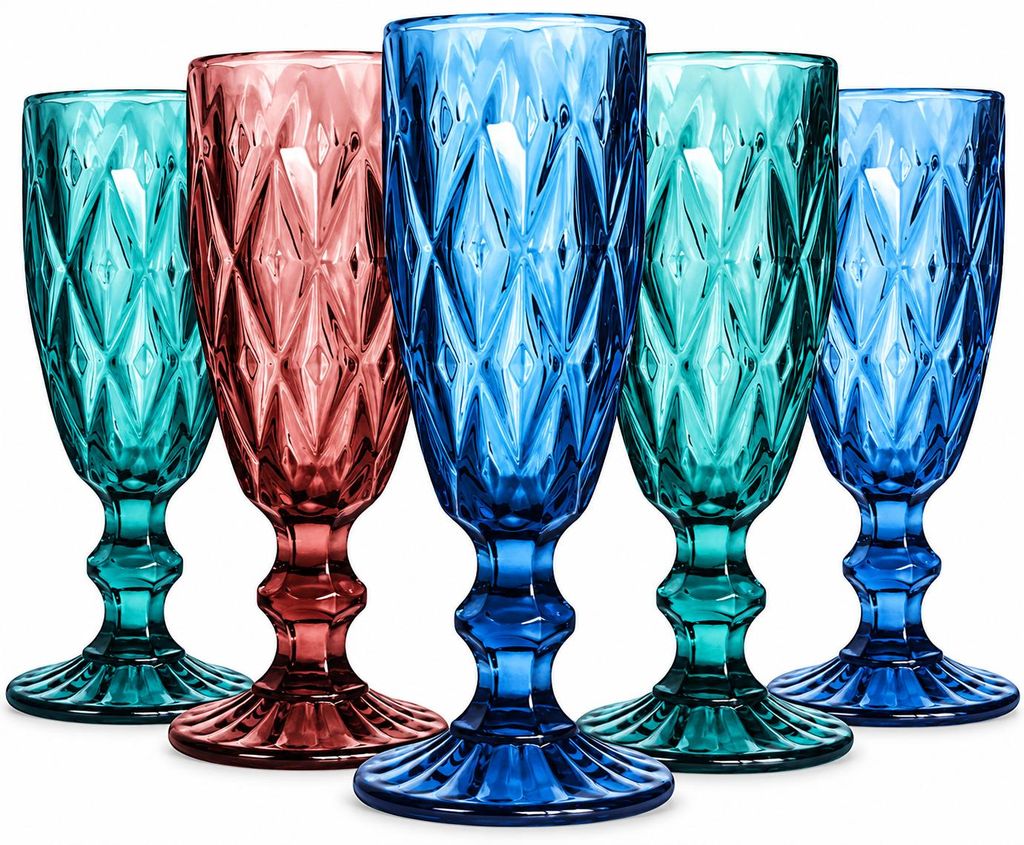 6 bunte Sektgläser 150ml Champagner Sektkelche Sektglas