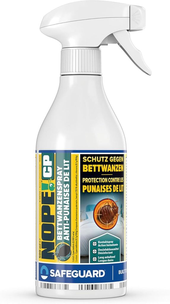 NOPE! CP Anti Bettwanzen Spray 500ml–Mittel gegen Bettwanzen, Bettwanzenspray eliminiert Bettwanzen im Haus, effektives Spray zur Bettwanzenbekä...