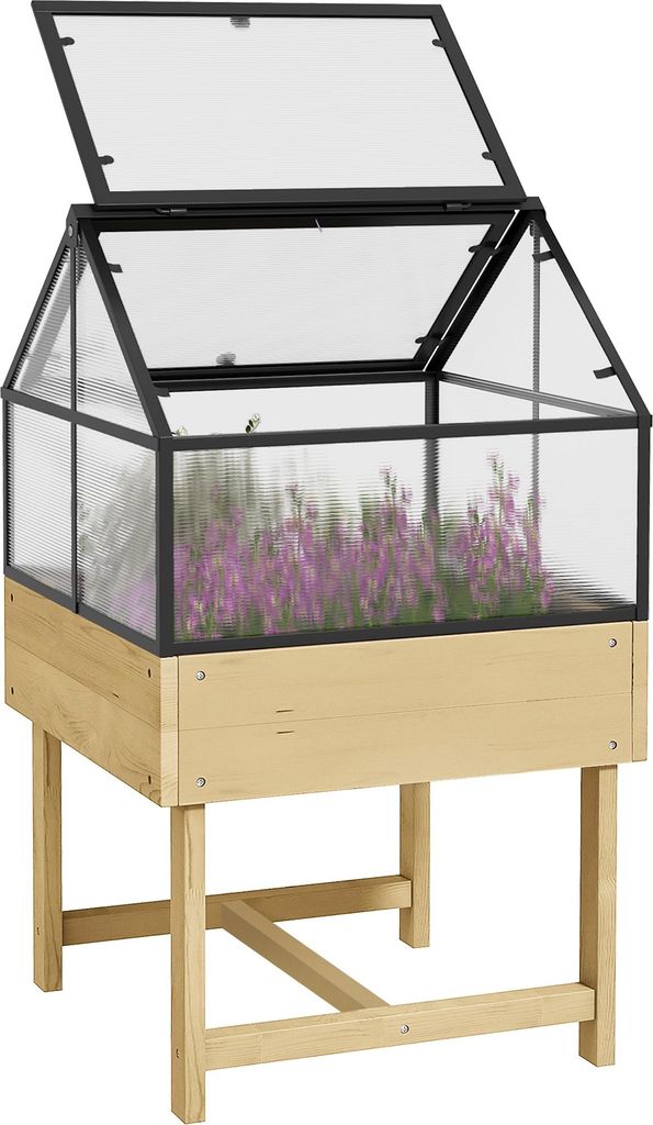 Outsunny Mini serre sur pieds, jardinière surélevée, double Image du produit 