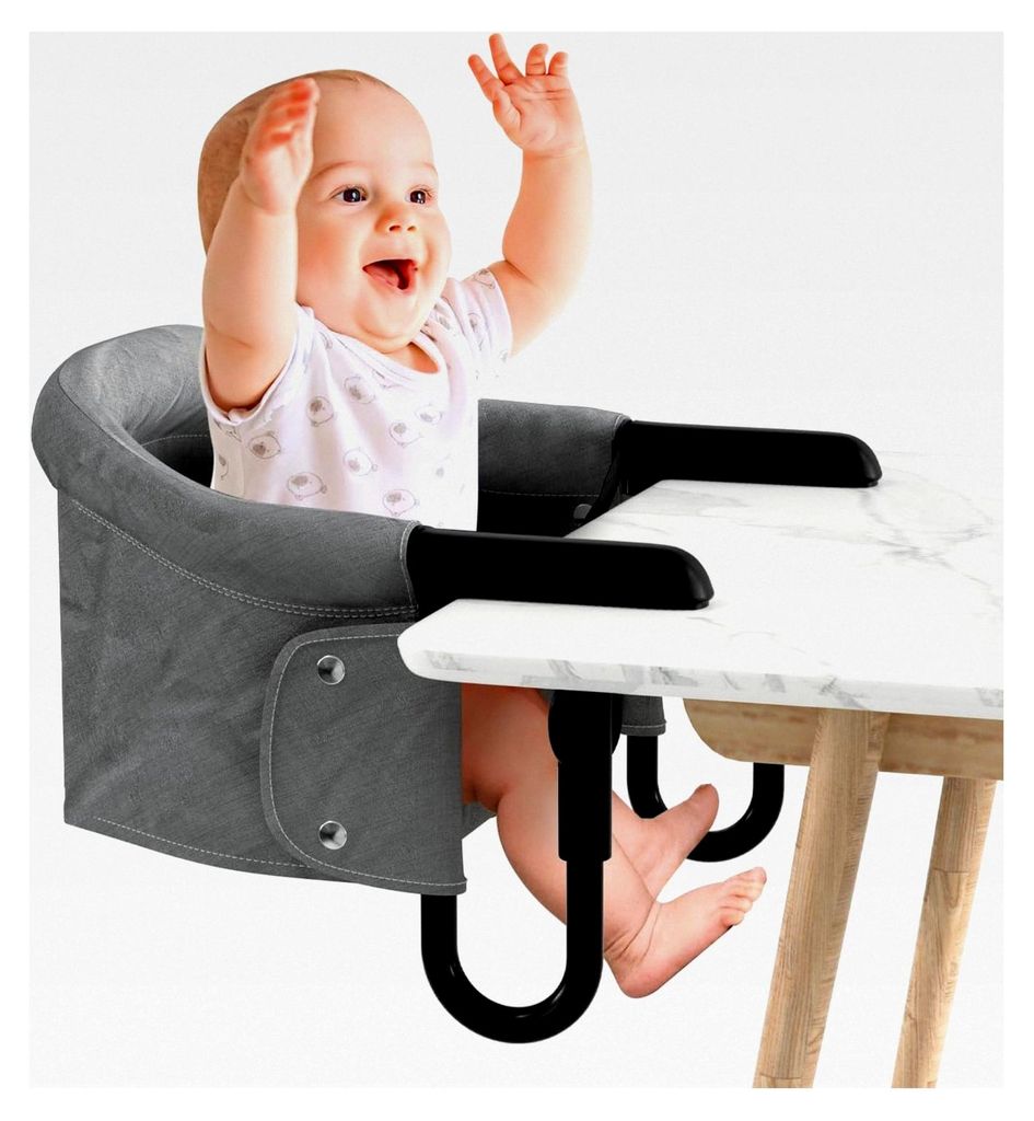 Faltbarer Tischsitz für Babys, Hochstuhl Sitzerhöhung mit Sicherheitsgurten, Tragbare und stabile Struktur mit Transporttasche, Geeignet für Zuh...
