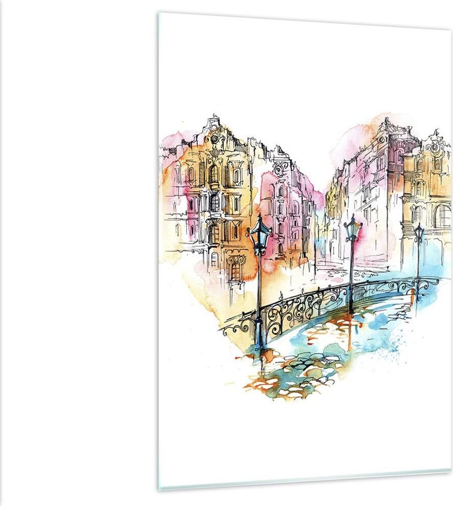 Bilder auf glas - Einteilig - Ort Stadt Architektur Herz - 80x120cm - Glasbilder - Wandbilder - Bilder - Wanddekoration aus Glas - Glas Bilder - Wa...