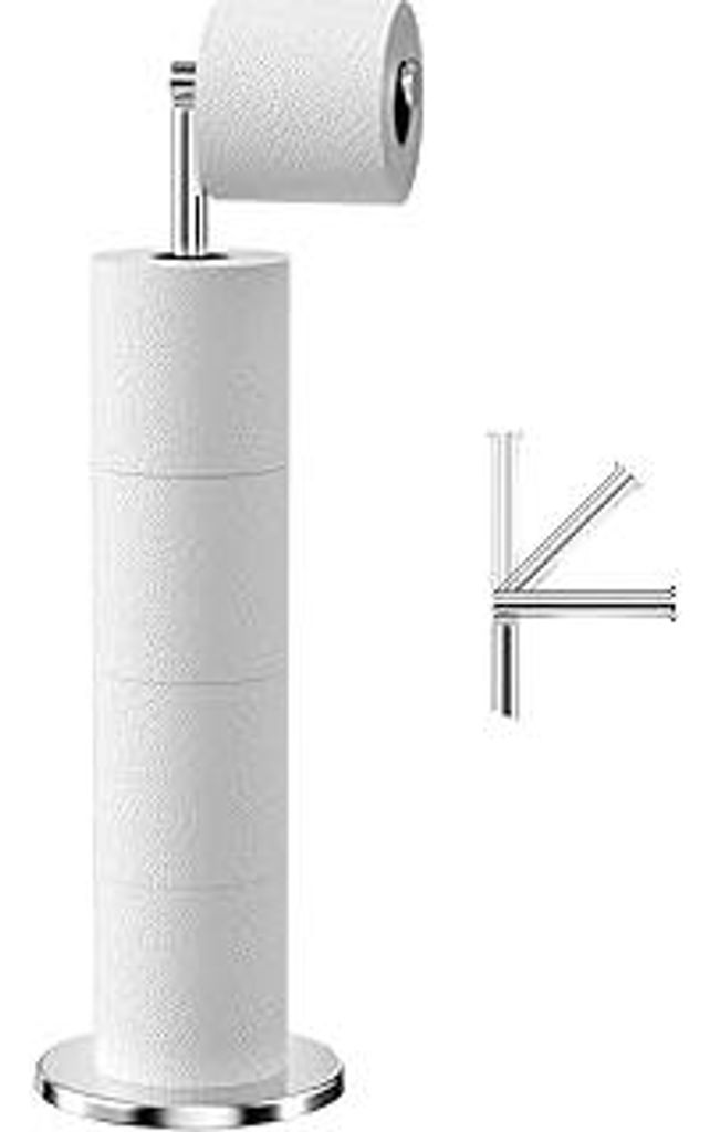 Newpop Toilettenpapierhalter Stehend, Edelstahl Klopapierhalter Stehend, Klorollenhalter Ohne Bohren, Freistehender WC Rollenhalter, Toilettenrolle...