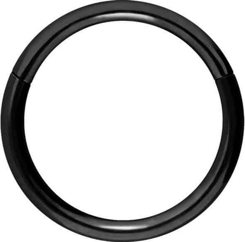 Ohrpiercing, Nasenpiercing, Septum Piercing Titan Segmentring Clicker Schwarz Innendurchmesser: 10mm + Stabstärke: 1,2mm