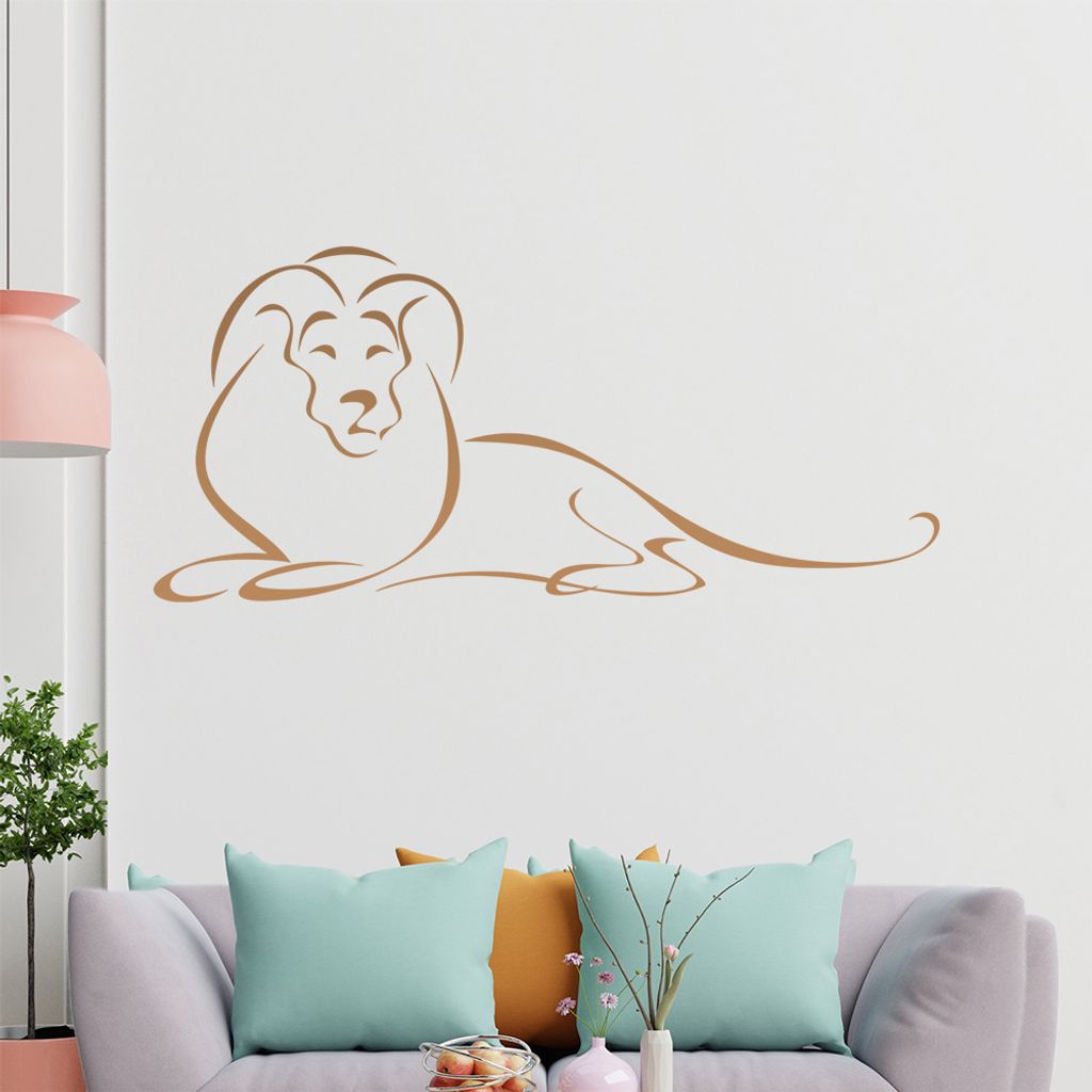 Löwe Linien Wandtattoo in 6 Größen - Wandaufkleber Wall Sticker - Dekoration, Küche, Wohnzimmer, Schlafzimmer, Badezimmer