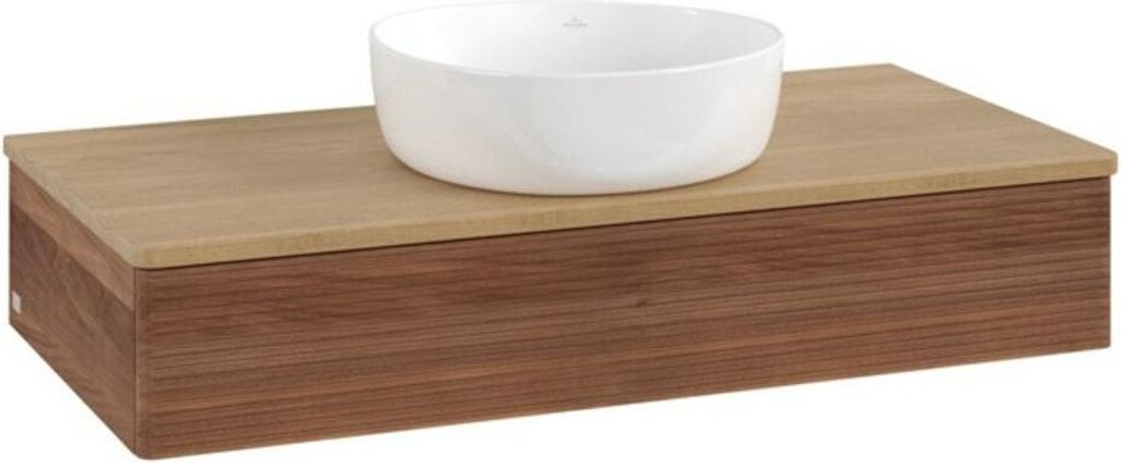 V&B Waschtischunterschrank mit Frontstruktur Antao 100x19x50cm, WBP-farbe hon. Oa, w. wal