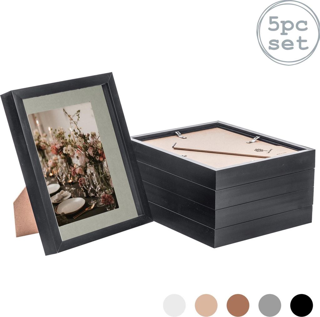 Nicola Spring Stück 5 8 x 10 3D-Schatten-Kasten-Foto-Rahmen-Set - Craft Anzeigen Bilderrahmen mit 5 x 7 Montage - Glas Aperture - Schwarz / Grau