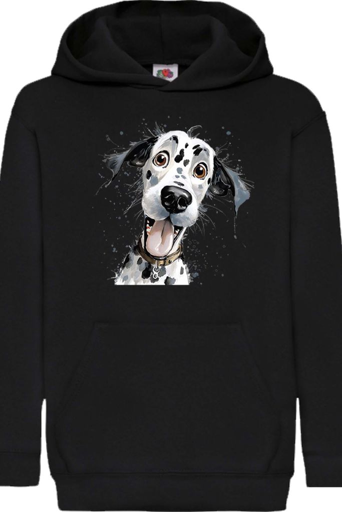Kinder Kapuzenpullover Funny Dogs Breeds Dalmatian Dog Breed, 9-11 Jahr - 140 / Schwarz