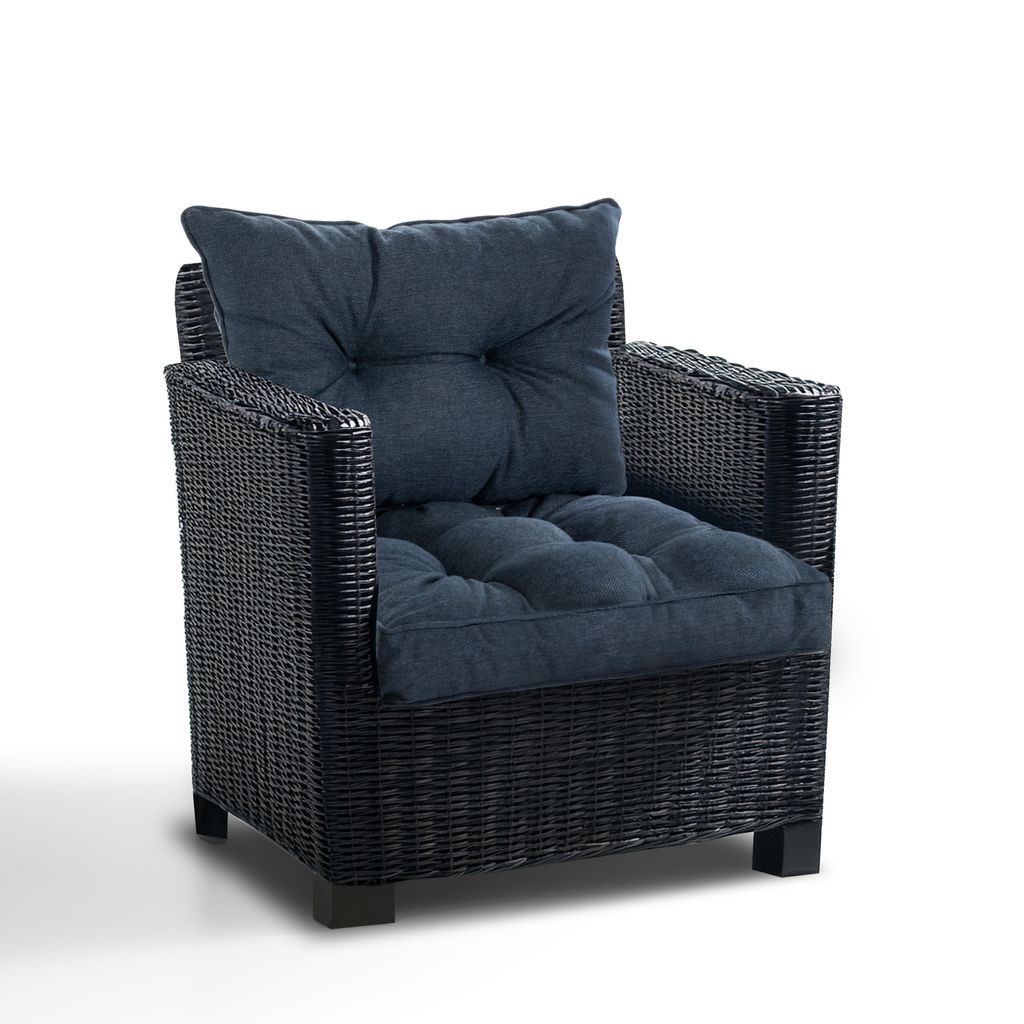 Best Wool Outdoor Loungekissen 2er Set für Rattan Gartenmöbel – Sitzkissen 40x40 und Rückenkissen 50x40 cm 100% Polypropylen wetterfest, Marin...