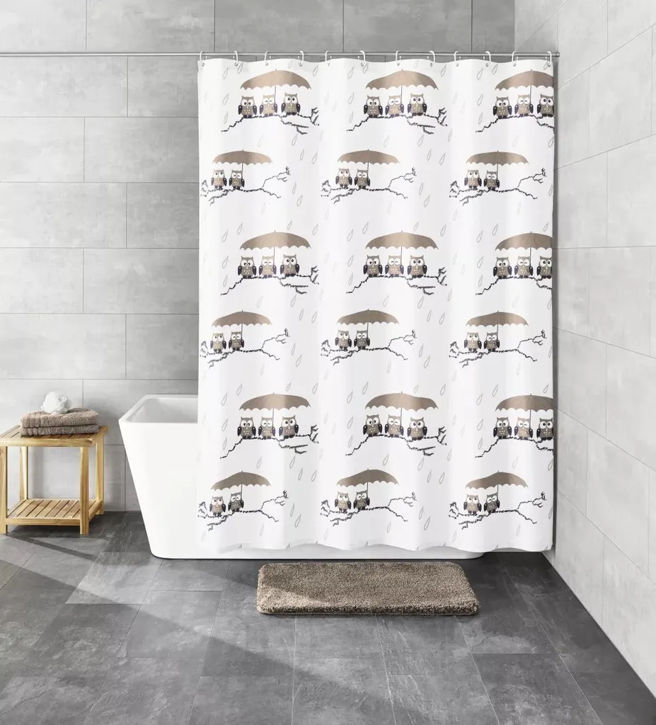 Rideau de Douche 180 x 200 cm Taupe : Protection et Décoration Textile