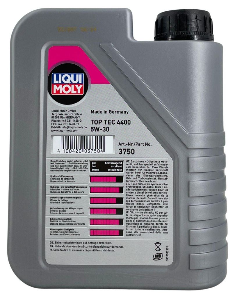 LIQUI MOLY Top Tec 4400 für 5W-30 1 Liter Motoröl Motorenöl Produktbild 