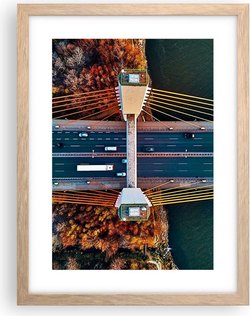 Gerahmtes Poster - Rahmen in heller Eiche - Brücke Produktbild 