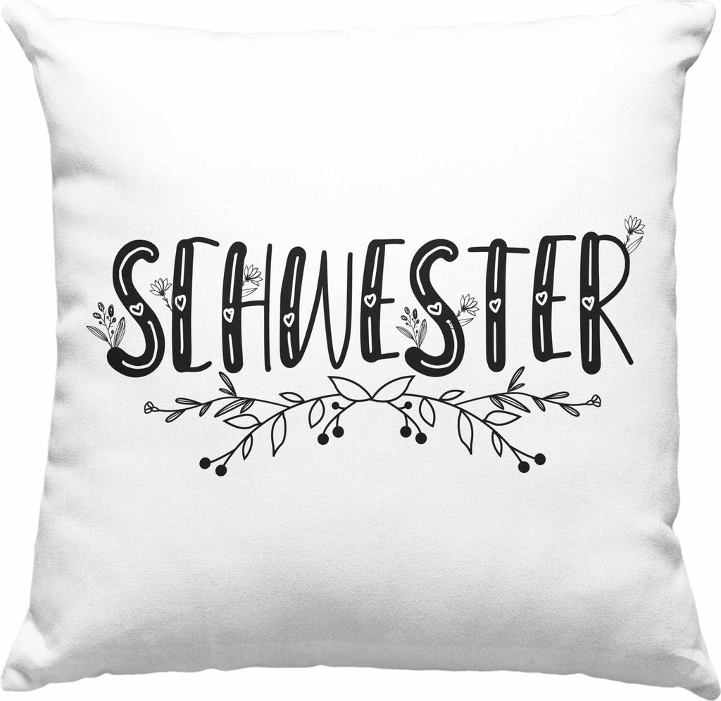 Trendation - Lieblingsschwester Deko-Kissen mit Füllung 40x40 Geschenk für Schwester Spruch Schwester Deko-Kissen mit Füllung 40x40 Geschenkide...