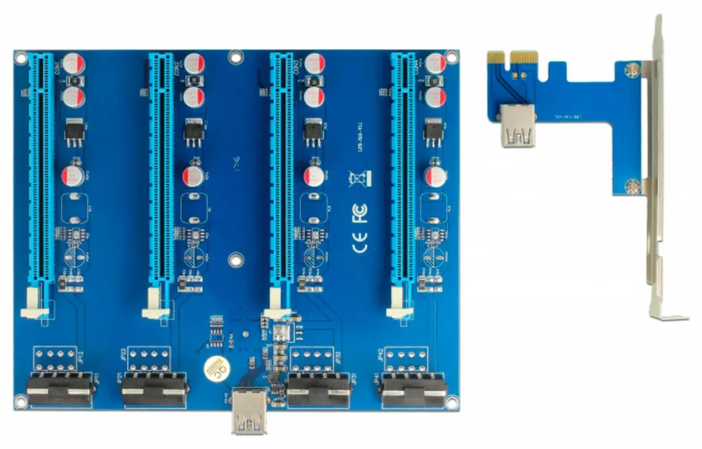 Carte Riser Delock PCI Express x1 vers x16 avec Câble USB 60cm