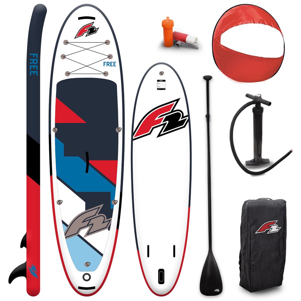 F2 SUP Stand Up Paddle Board Free Round Sail Set 10'6'' Grau