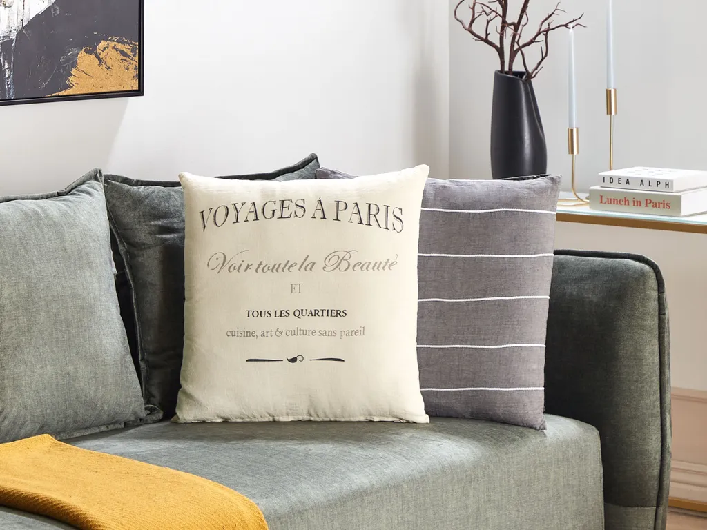 Coussin en Lin 50x50 Blanc Mindala - Lot de 2 avec Finition Invisible