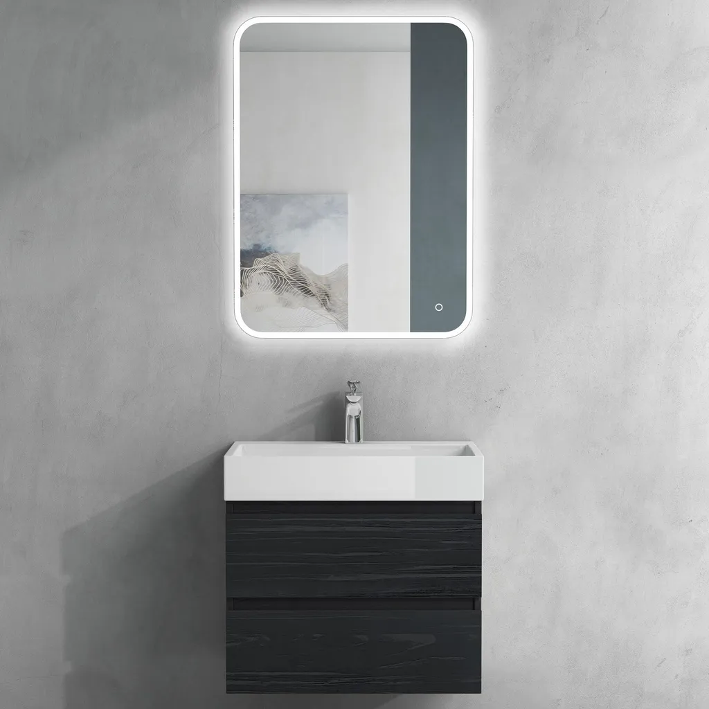 Meuble de Salle de Bain Noir Verona F147 doporro avec Lavabo 60cm