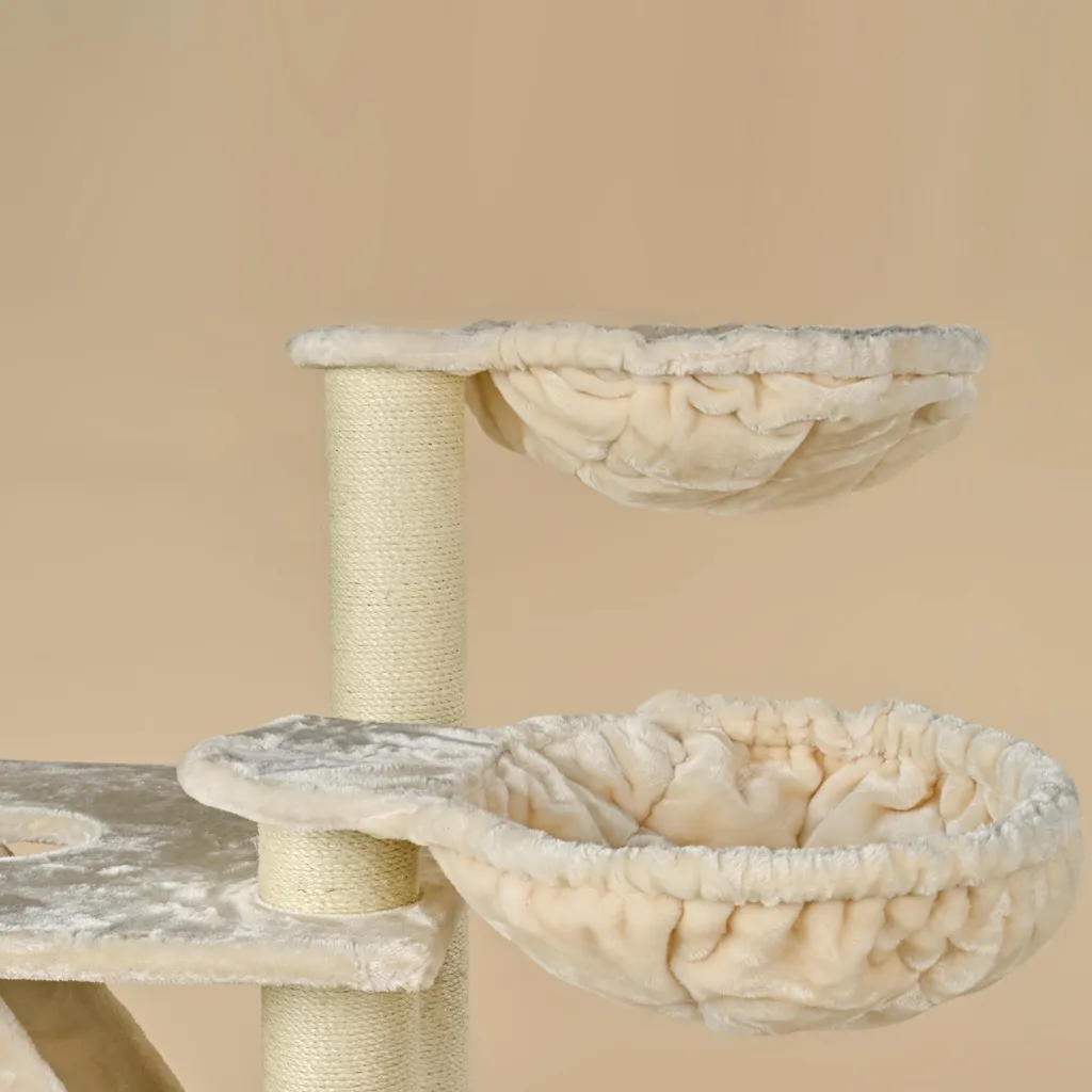 Arbre à Chat XXL pour Grand Chat Maine Coon - Maison Cat Penthouse Beige - 5