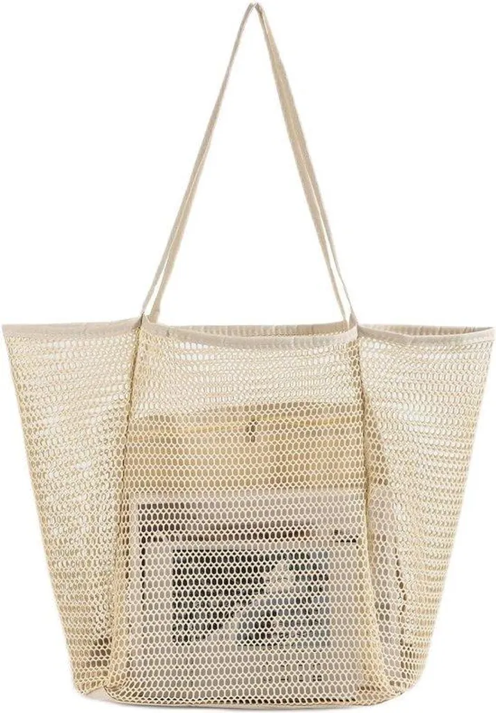 Sac de plage en filet anti-sable avec fermeture à glissière et rabat XL