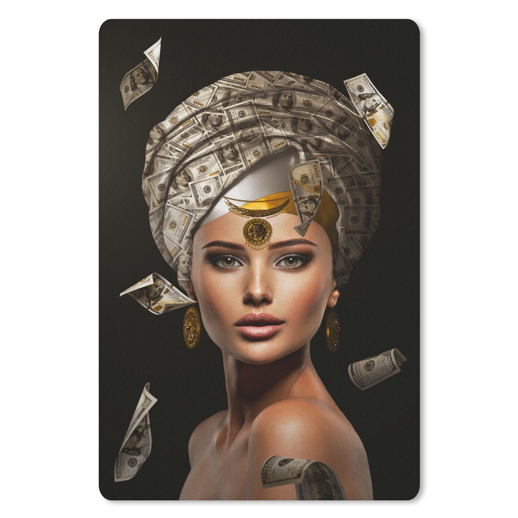 MuchoWow Mauspad Mousepad Frau - Banknoten - Schwarz 18x27 cm - Mousepads - Maus Mat - Pad - Mausunterlage