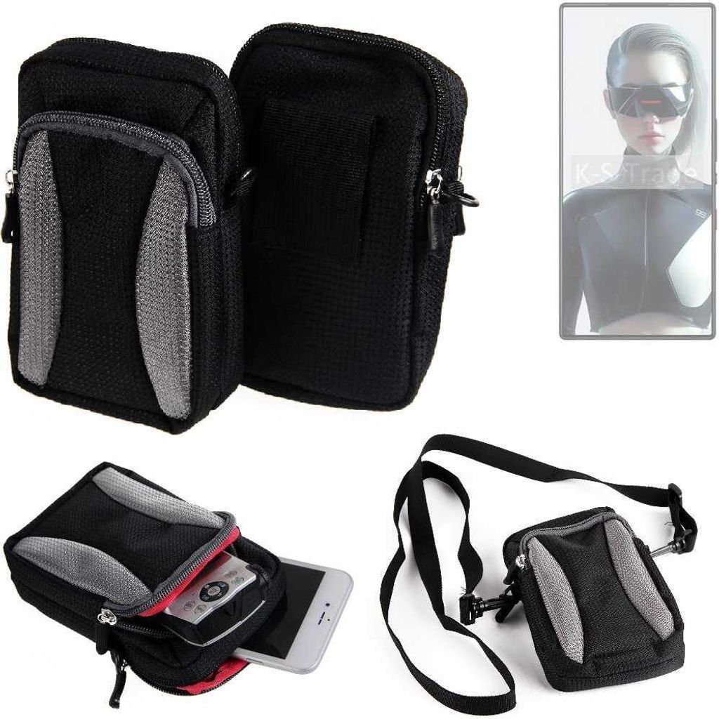 K-S-Trade Holster Schutz Hülle kompatibel mit Nubia Red Magic 9S Pro Handy Hülle Gürteltasche Umhängetasche mit Zusatzfach schwarz