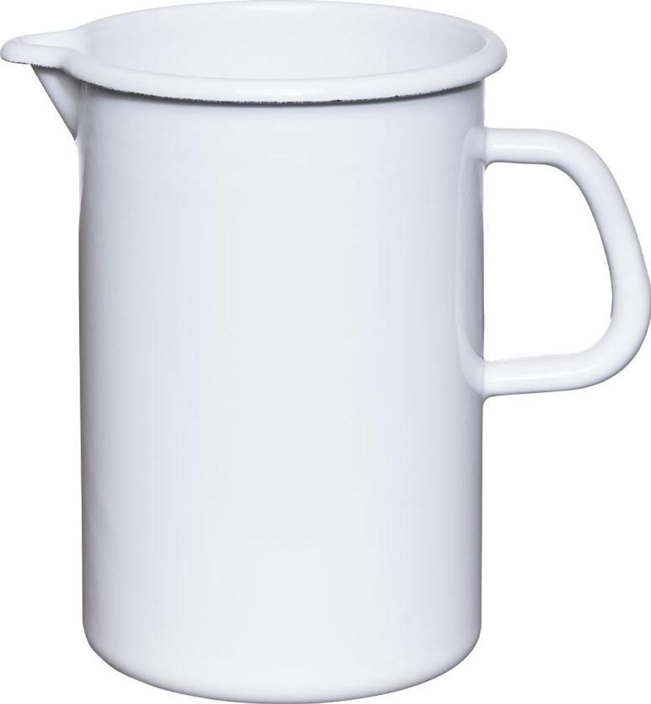RIESS 2176-033 Emaillekrug 2 L, Weiß, H 19 cm / Emaille Krug