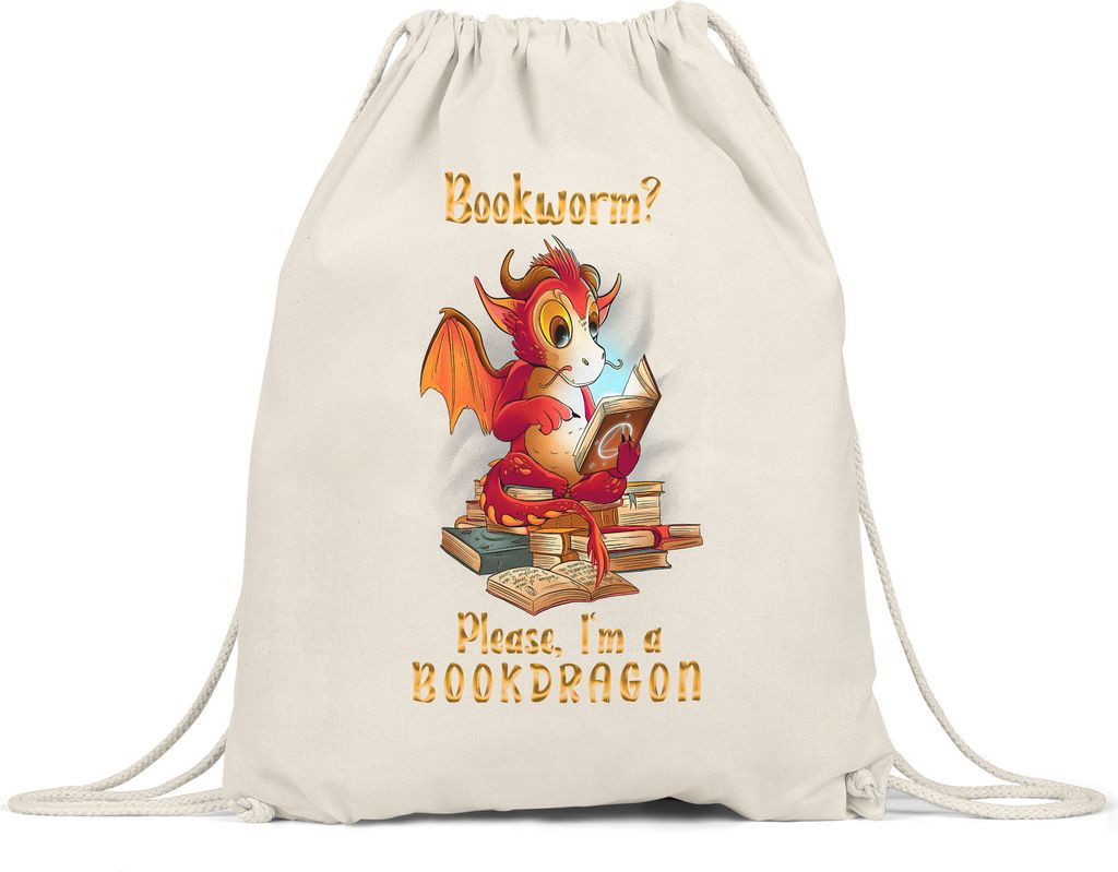 Bookworm? Please, I Am A Bookdragon Turnbeutel Gymsack  Produktbild 