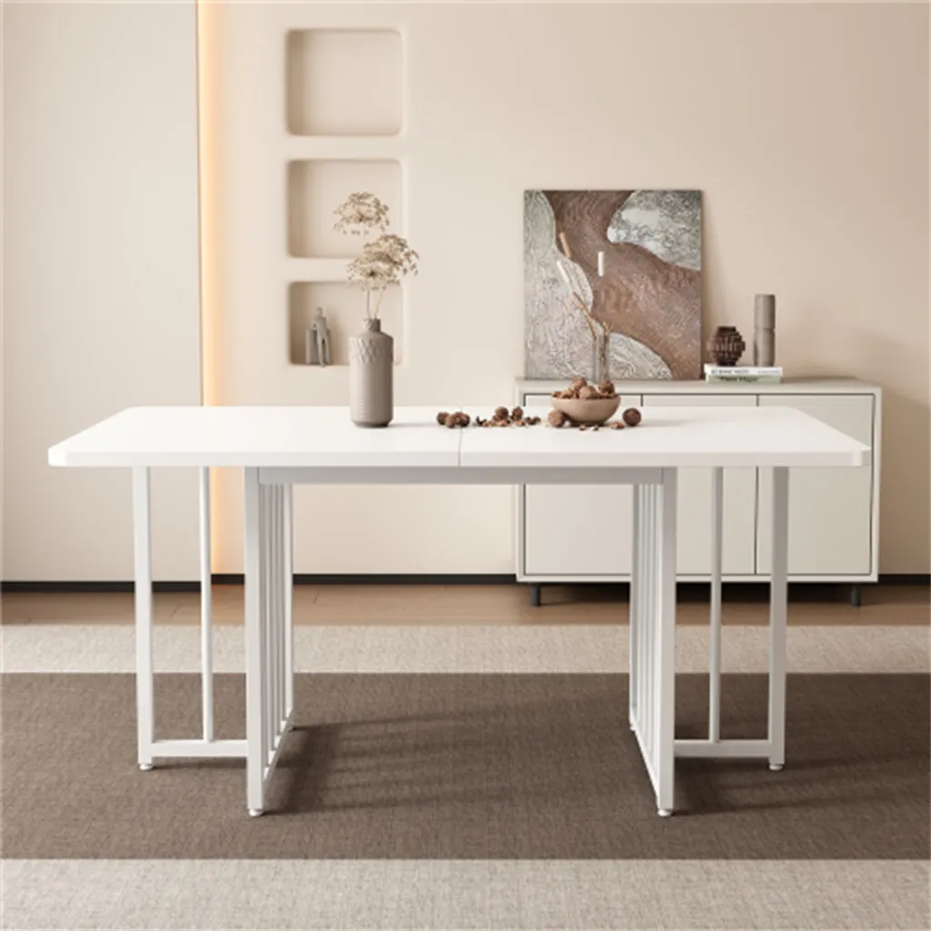 Table massive blanche stable et facile à installer 158 x 76 cm AIORBER
