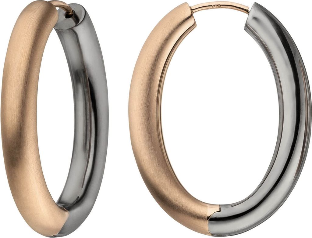 Paar Creolen 31,8mm Klappcreolen, oval, 925 Silber vergoldet Ohrringe Ohrschmuck