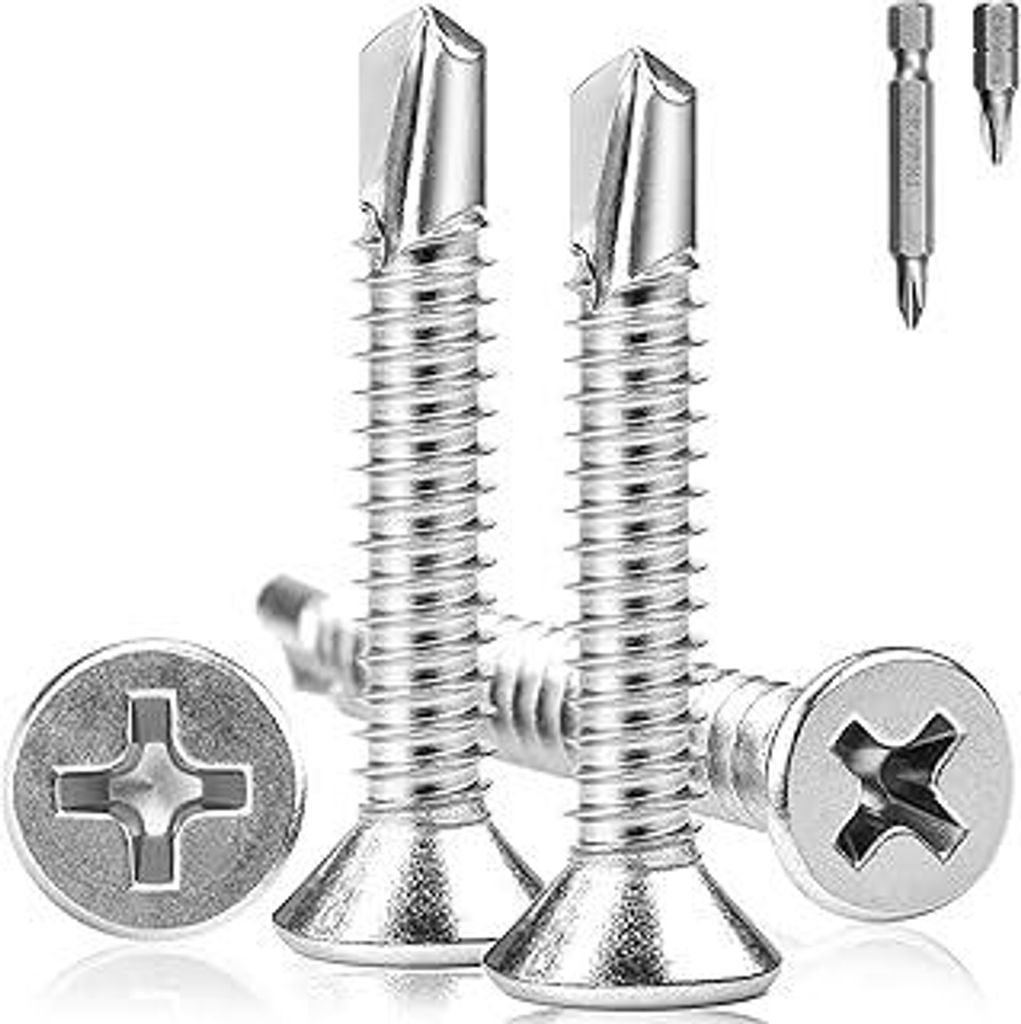 160 Stück Selbstschneidende Schrauben Senkkopf M4.2x25mm Blechschrauben Senkkopf 410 Edelstah Bohrschrauben Kreuzkopf Schrauben Selbstschneidend m...