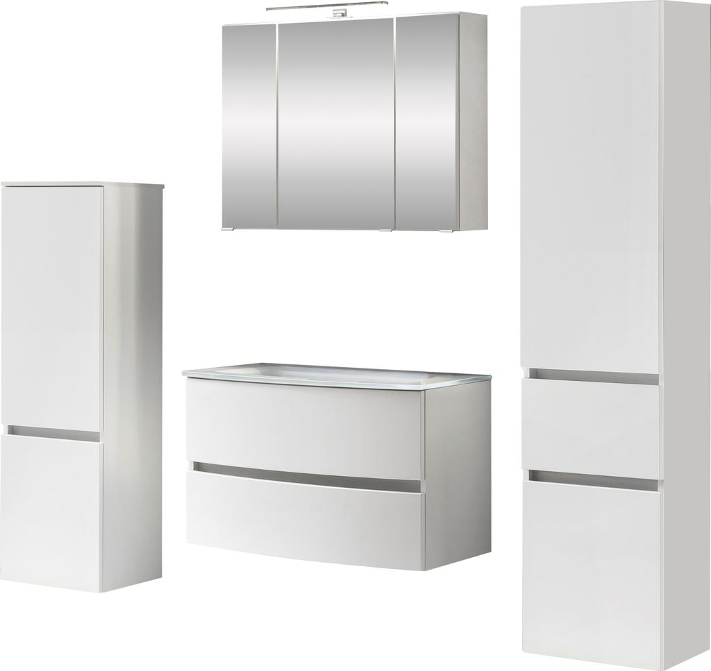 Waschtisch-Set Badezimmer Bad-Set "Kopenhagen IX" Weiß, Matt Weiß