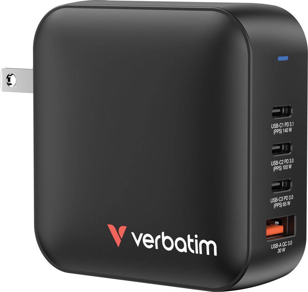 Verbatim Mini GaN Charger 165W, Drinnen, AC, 28 V, Schwarz