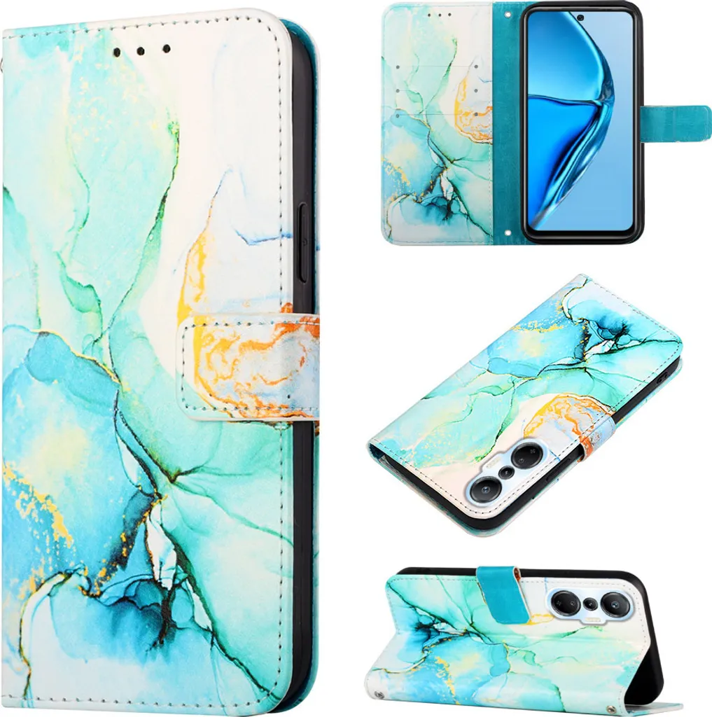 Infinix Hot 20S / 20 Pro Case, Marble MotifPoliuretanoLeather Case Wallet Card Slots with Stand Function Flip Cover for Infinix Hot 20S / 20 Pro Turquoise