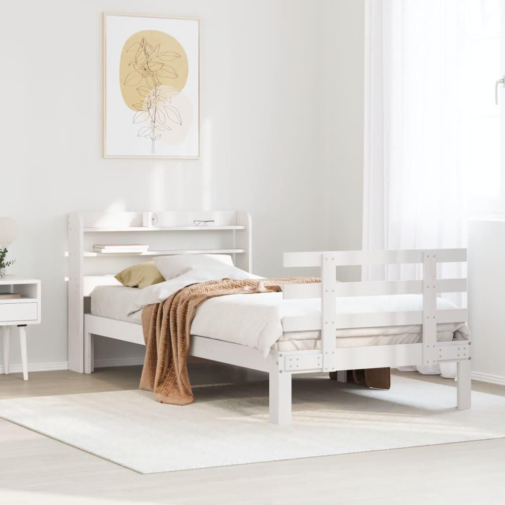 Maison Exclusive - Bettgestell mit Kopfteil ohne Matratze Weiß 90x200 cm