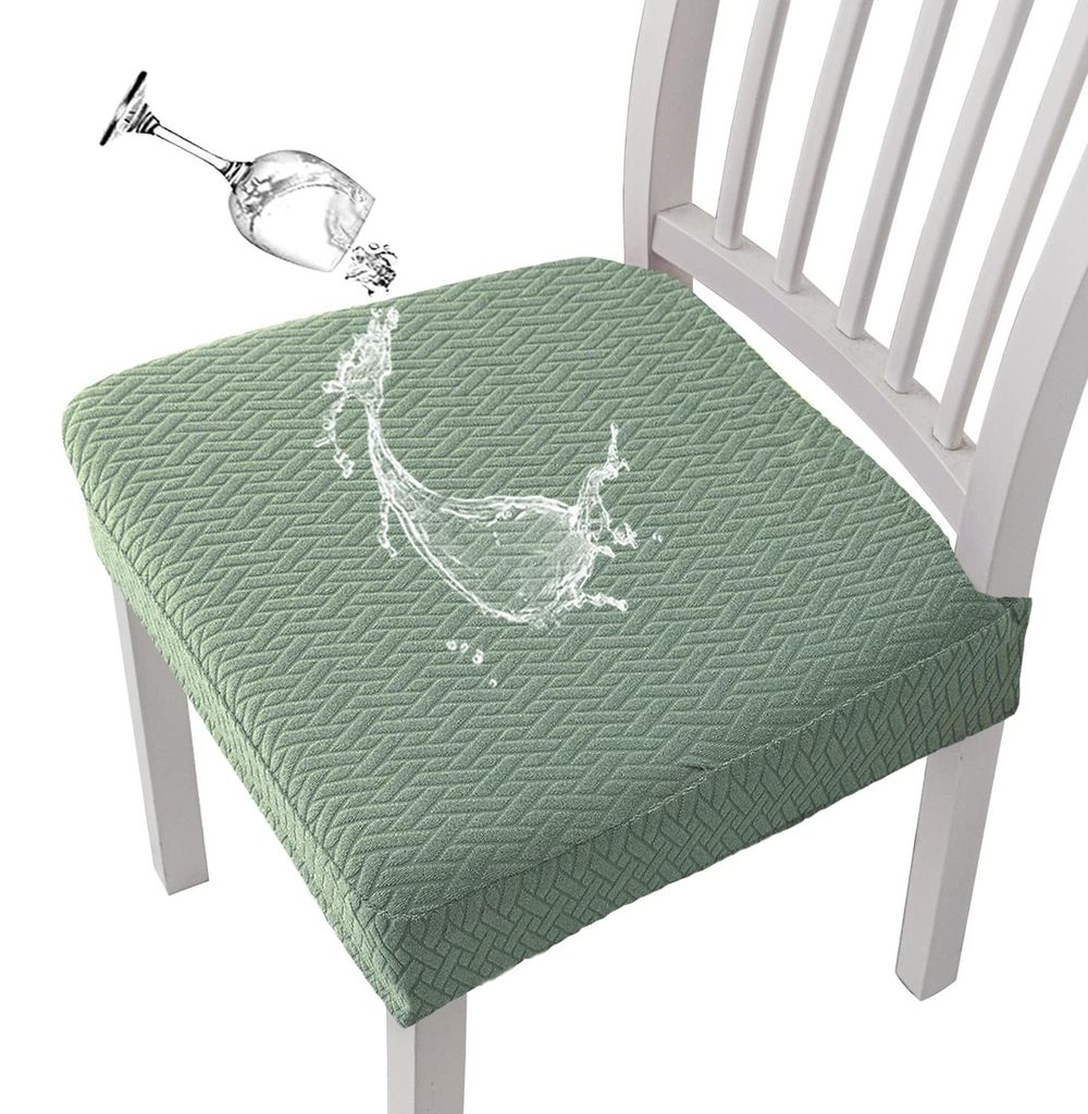 Wasserdichte Stuhlhussen mit Rautenmuster-Jacquard für Esszimmerstühle, elastische Sitzkissen, Schutzhüllen für Ess- und Küchenstühle (Matcha...
