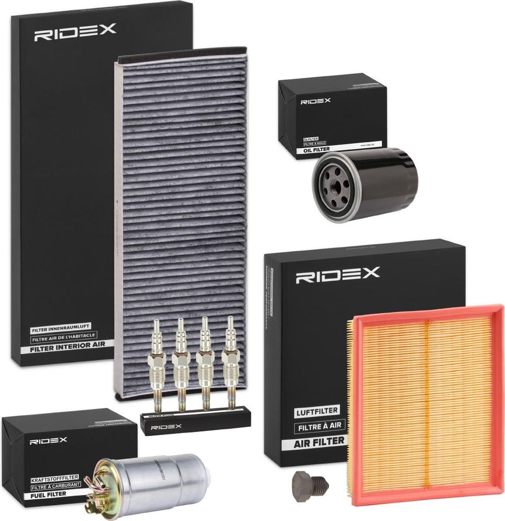 RIDEX Inspektionspaket Filterset für VW PASSAT Variant (3B5) PASSAT (3B2) für AUDI A4 Limousine (8D2, B5) A4 Avant (8D5, B5)