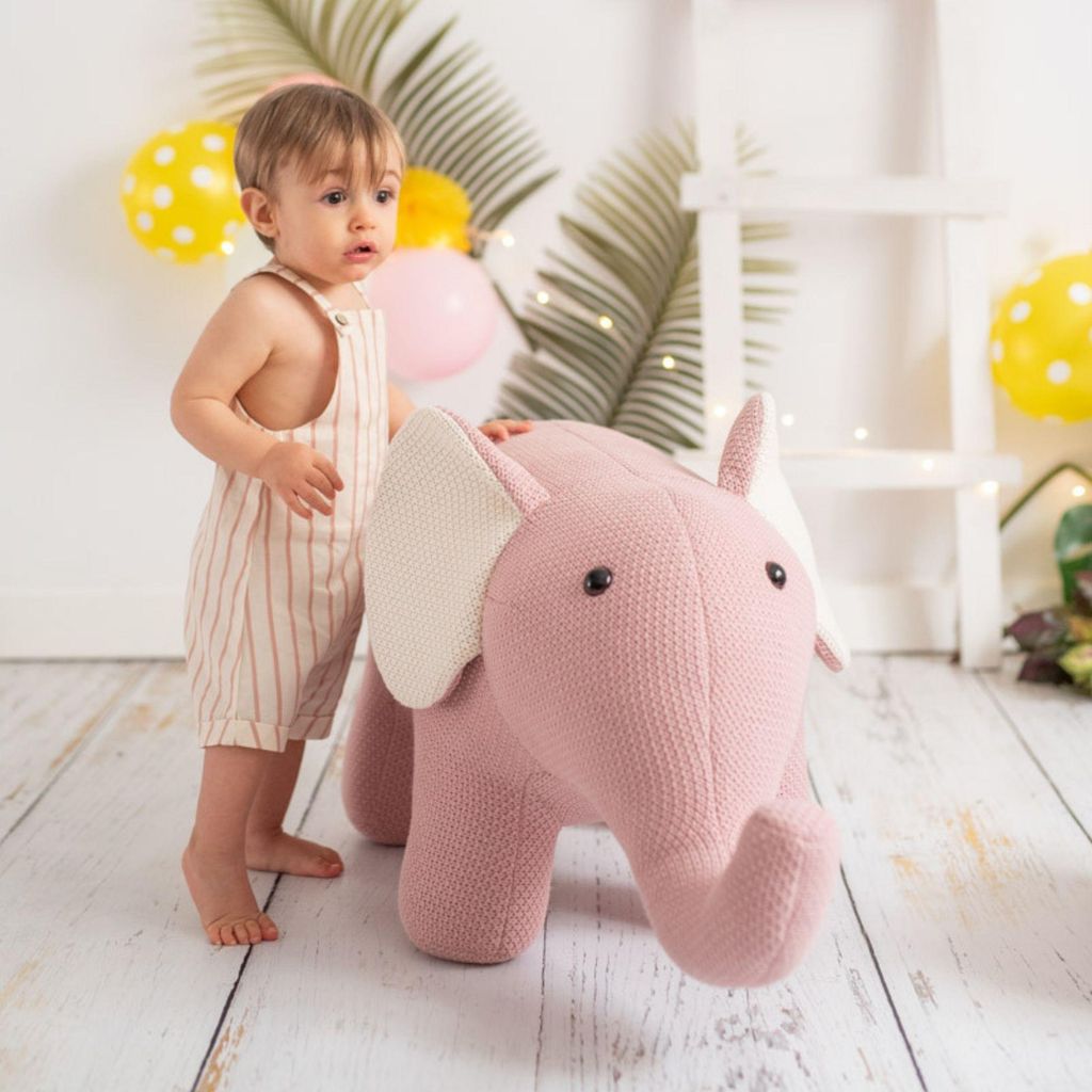Crochetts Großes Elefanten-Plüschtier mit Zusatzsitz für Kinder LT-R02 – 90 x 35 x 48 cm MAXI