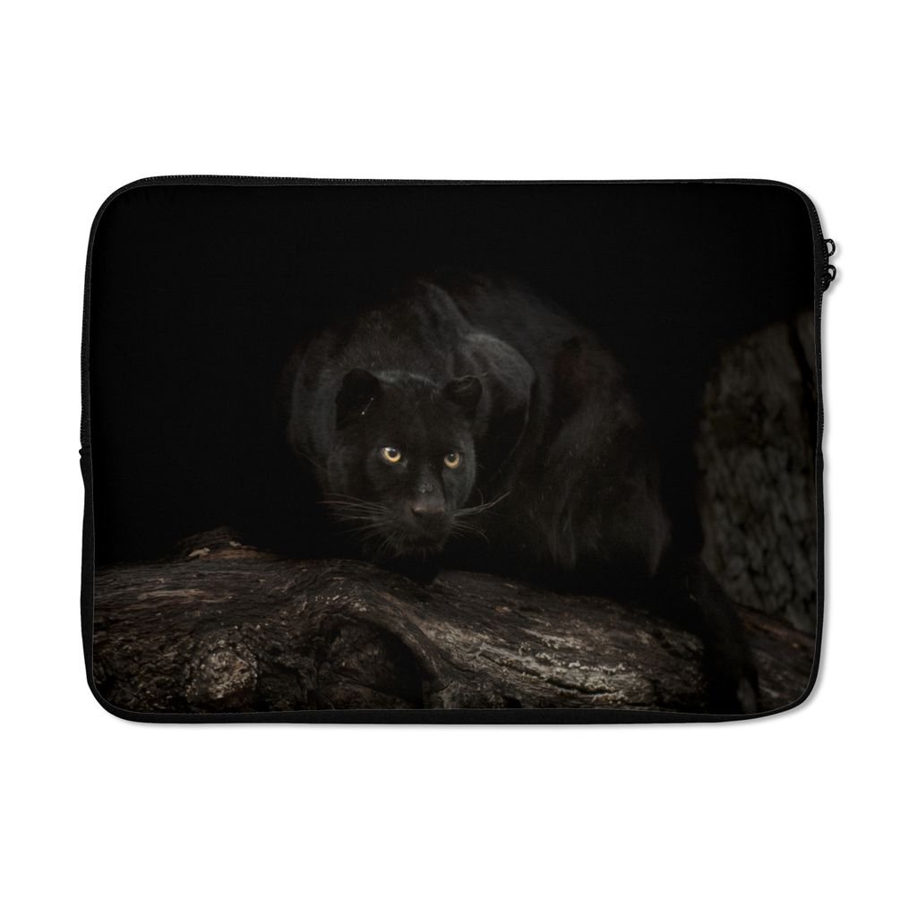 MuchoWow Laptop Hülle 13 Zoll Panther - Wald - Augen Laptoptasche - Laptophülle - Sleeve - Rundumschutz