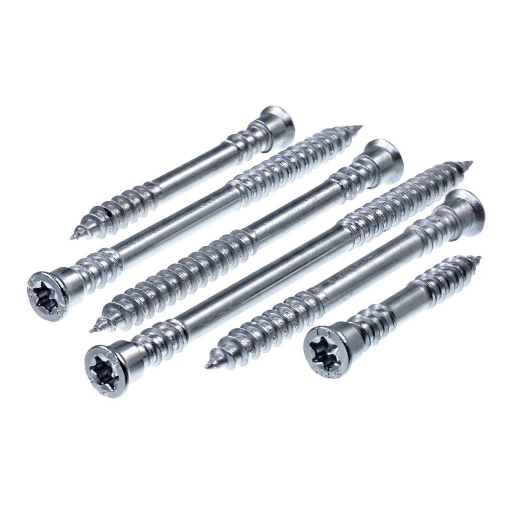 SECCARO Terrassenschraube Zylinderkopf 5,5 x 60 mm, Edelstahl C1, Holzschraube mit Unterkopfgewinde, TX / Innensechsrund, 100 Stück