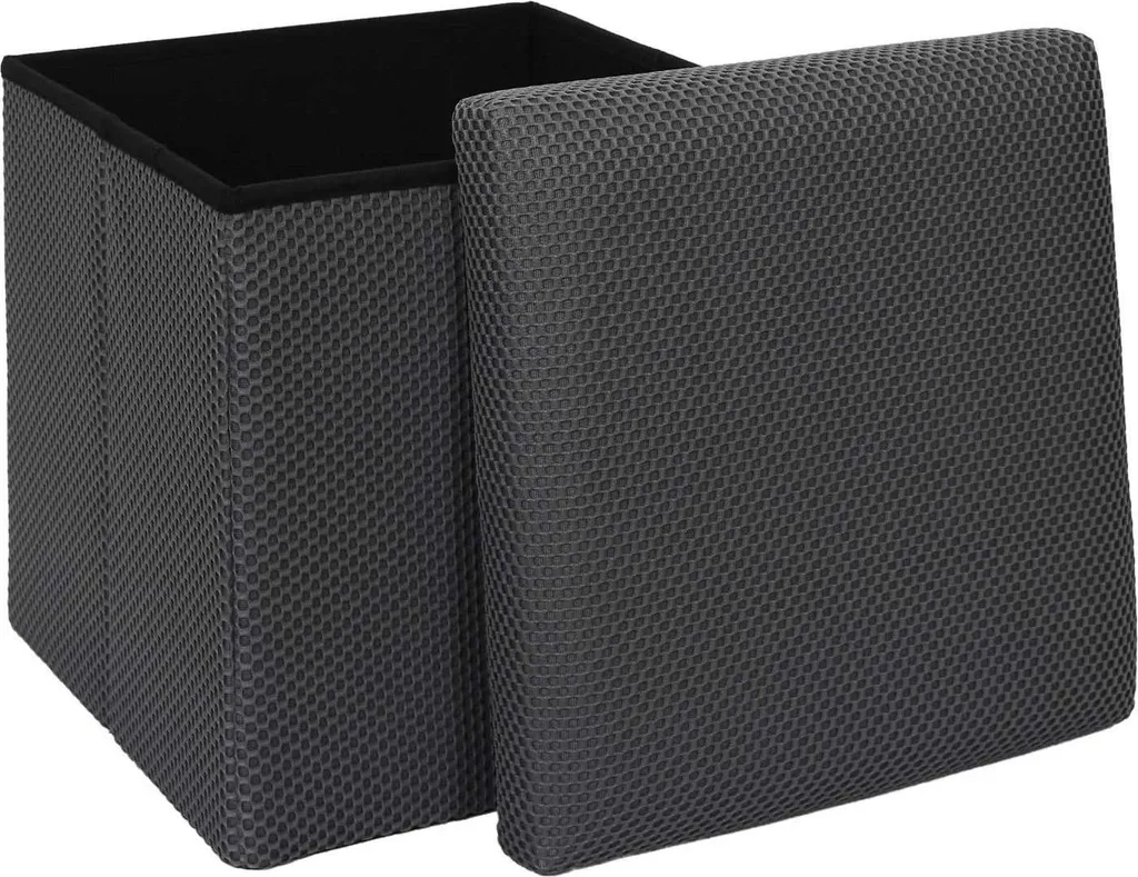 Pouf Grigio Contenitore 38x38x38 | Sgabello Moderno HowHomely