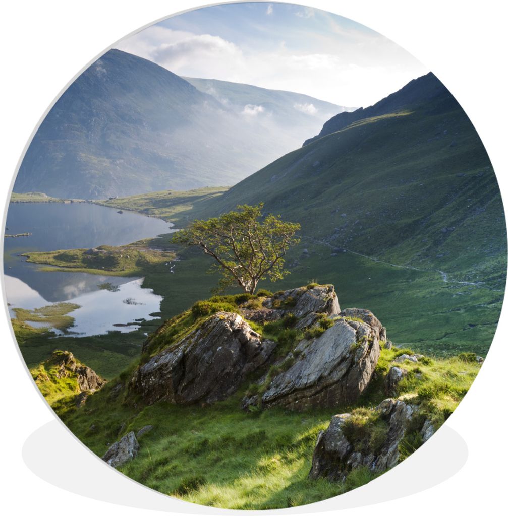 MuchoWow Rundes Wandbild - Runde Bilder Buntes Bild einer Berglandschaft Ø 60 cm Kreis Wanddekoration Kunststoff - Wandkreis - Wandschmuck - Wan...