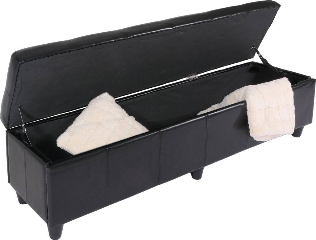 Bank Sitzbank mit Aufbewahrung Arezzo XXL, Kunstleder, 180x45x45cm MVG- schwarz