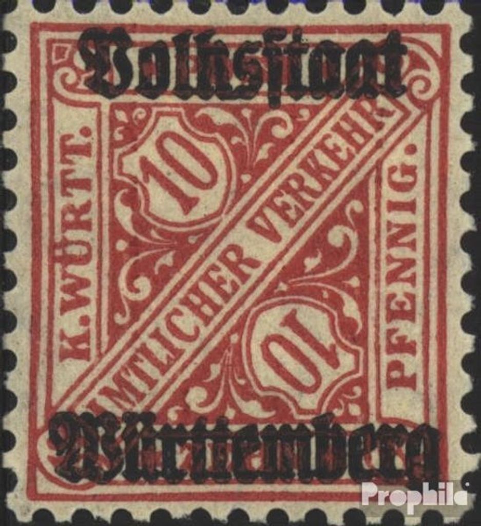 Briefmarken Württemberg 1919 Mi D262 postfrisch Ziffern in Schildern