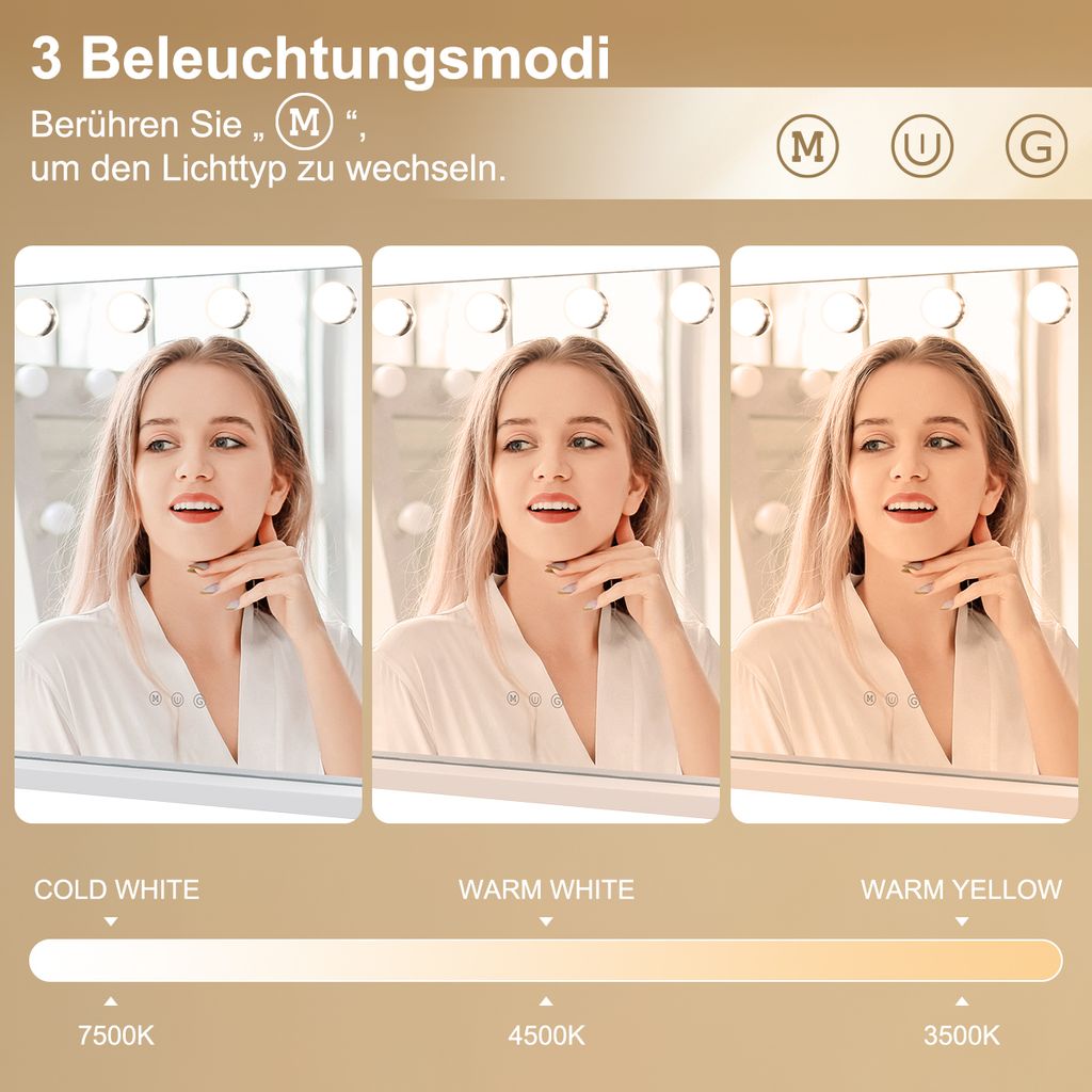 MULISOFT Hollywood Schminkspiegel, Kosmetikspiegel mit 14 Produktbild 2