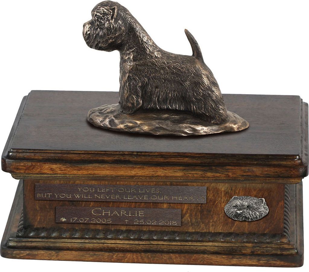 West Highland White Terrier, Weißer Hochlandterrier, Westie urne in Hundeasche, personalisierte Urne mit Statue, Holzurne mit Hund von Art-Dog